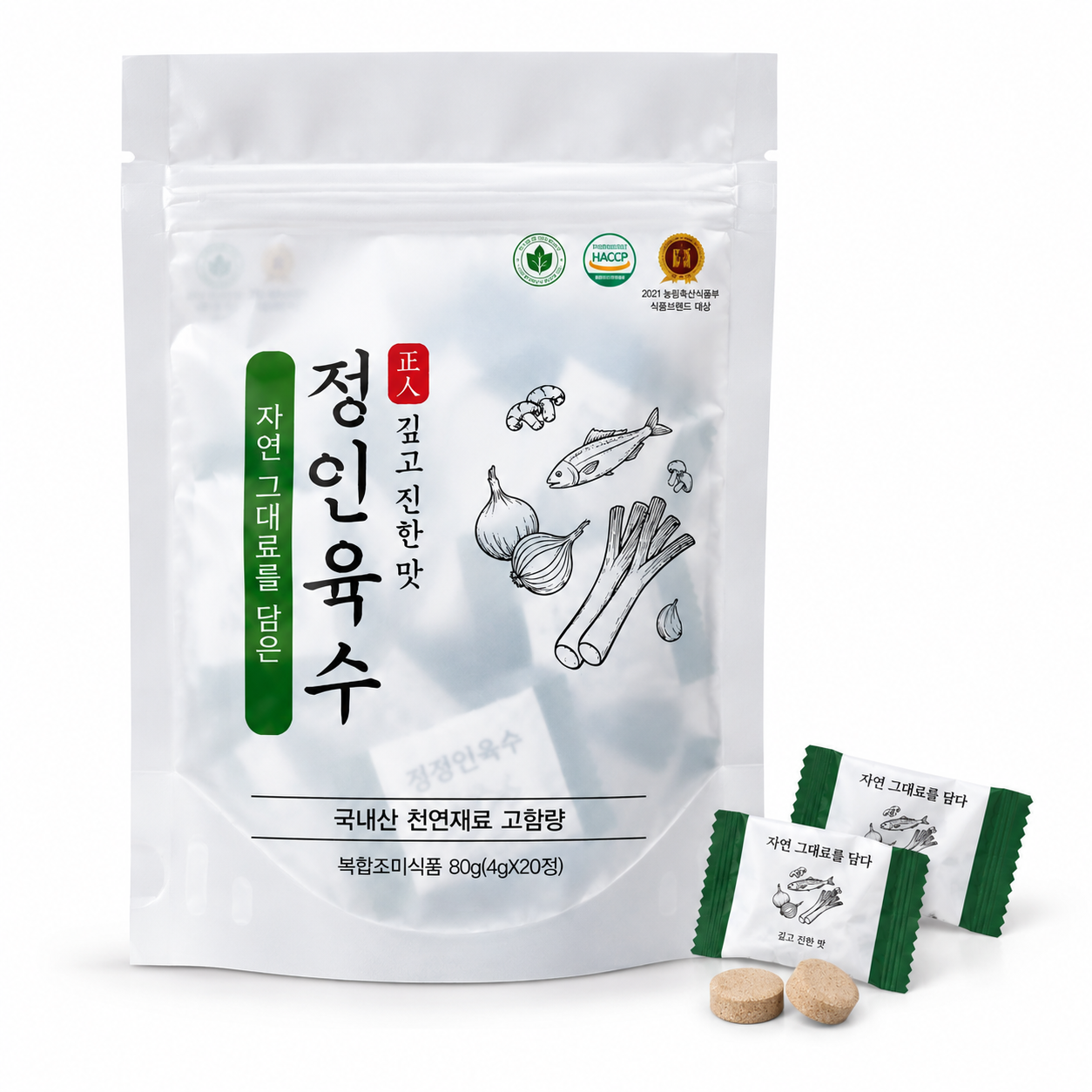 정인육수 코인육수 4gx20정 국내산 천연재료 고함량 함유